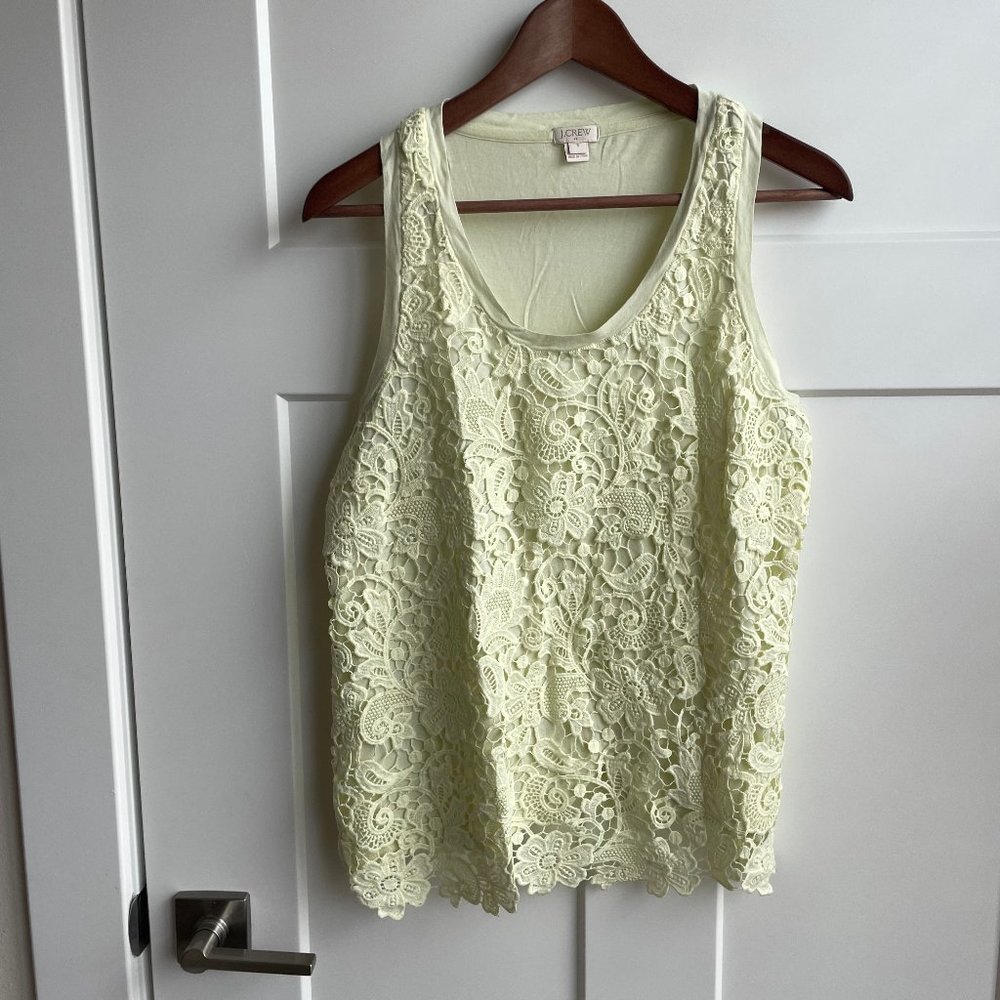 J Crew Factory - Yellow Lace Front Tank - Women's Small